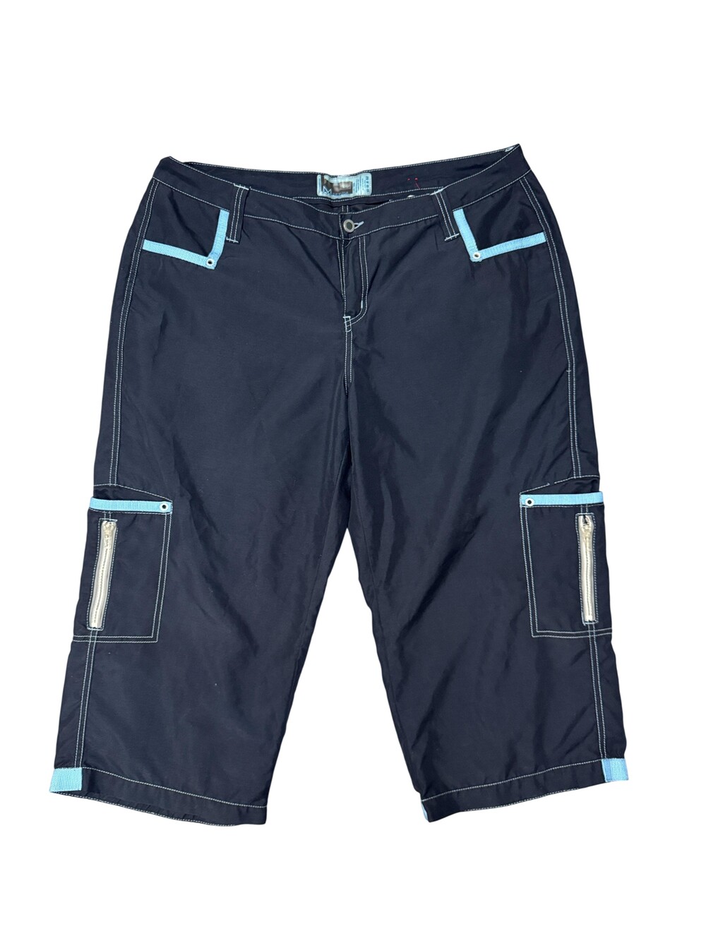 Mac Gear Capri Pants Womens 16S Blue Microfiber Cargo skater rave cybergoth